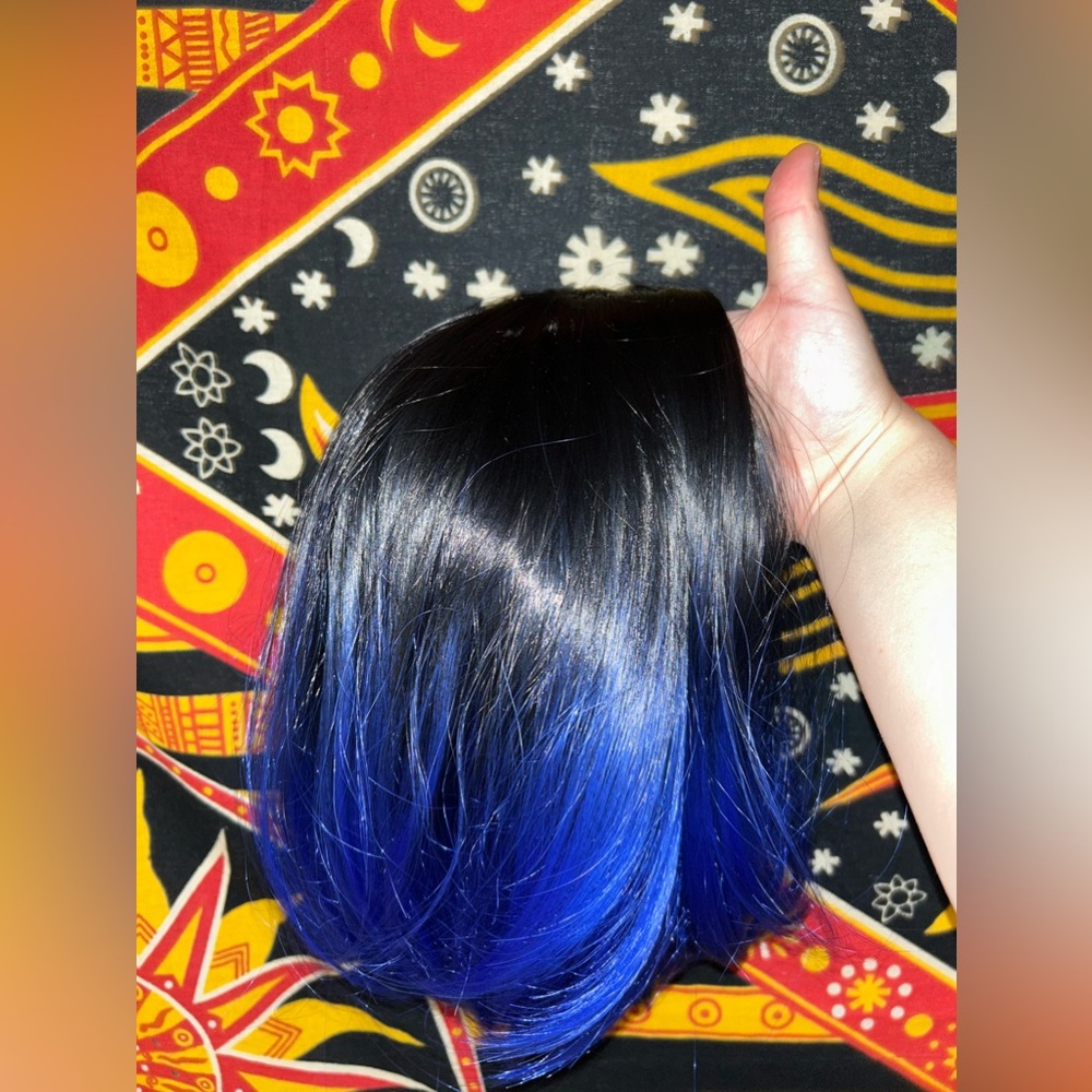 Blue & black wig